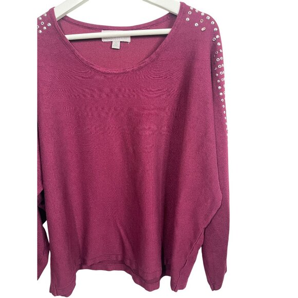 Carolyn Taylor Sweater Womens Knit Top Pullover Studded Dolman Plus Size 1X Fall - Picture 3 of 15